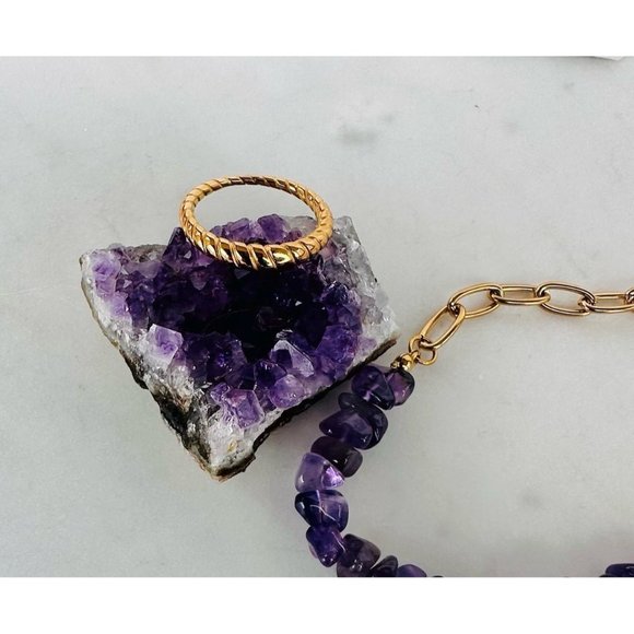 Ring Waterproof Gold Ring Twisted Gold Ring Stacking ring CUTE ring 18K Gold - Picture 6 of 7